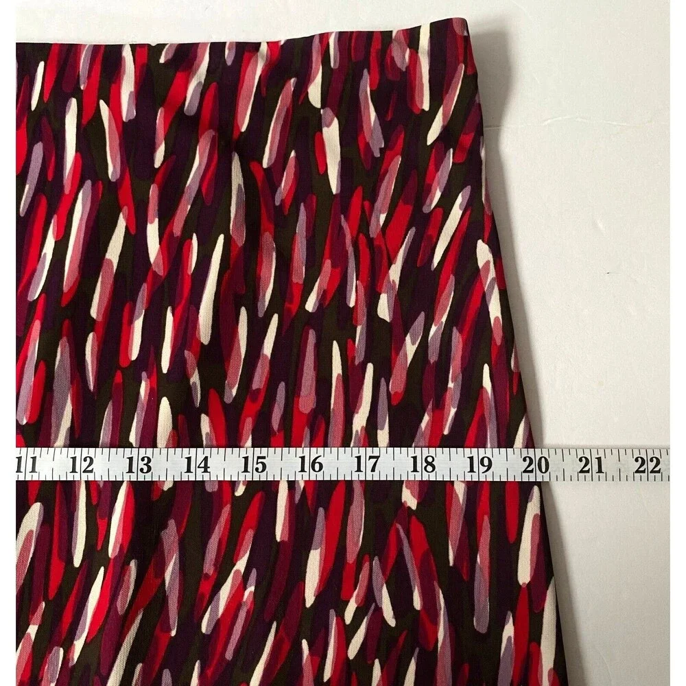 Kenneth Cole Skirt Womens Size L Multicolor Watercolor Print Knit Side Slit NWT